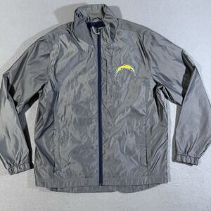 San Diego Chargers NFL Football Embroidered Jacket Mens Large Full Zip Gray Coat